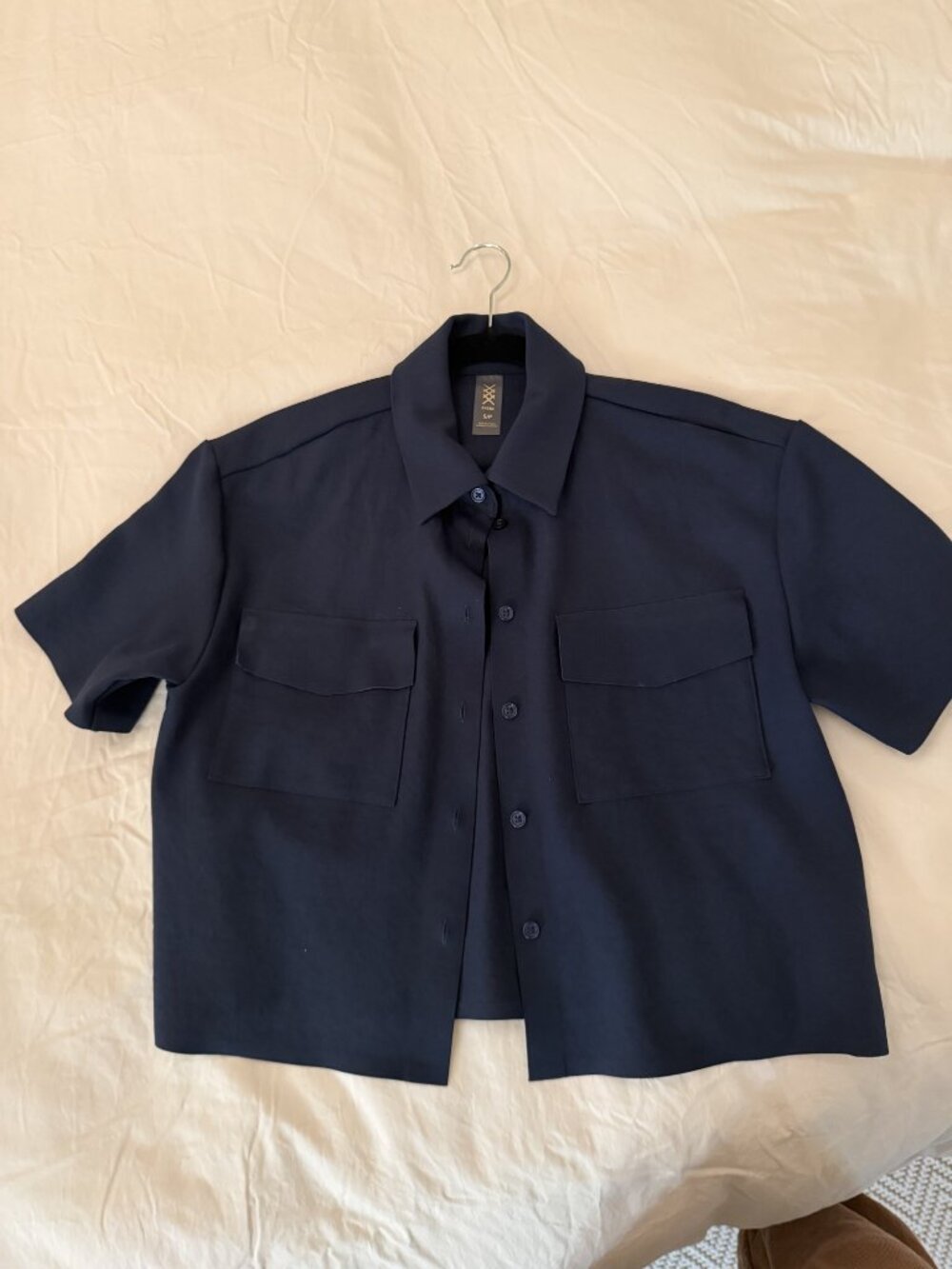 Rhone Navy Short Sleeve Button Up Shirt Small